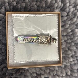 Iridescent Crystal Pendant with Silver Accents
